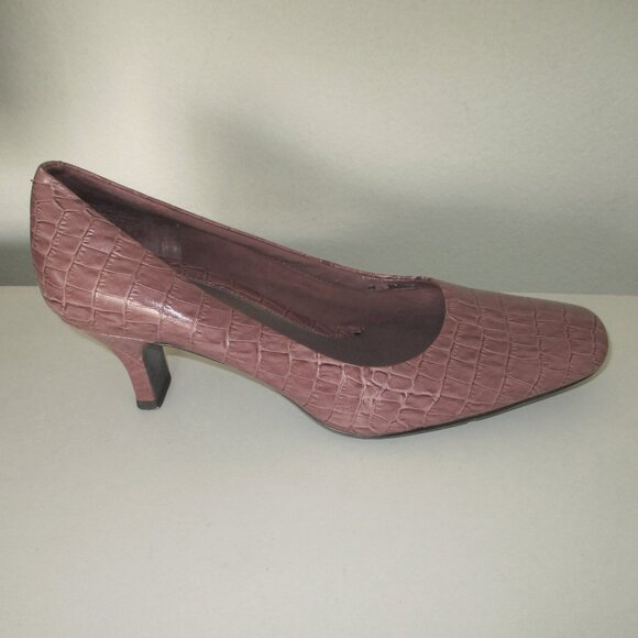 Easy Spirit "Brancht" Womens Dusty Pink Mauve Croco Leather Pump - Size 7.5M - Picture 3 of 7